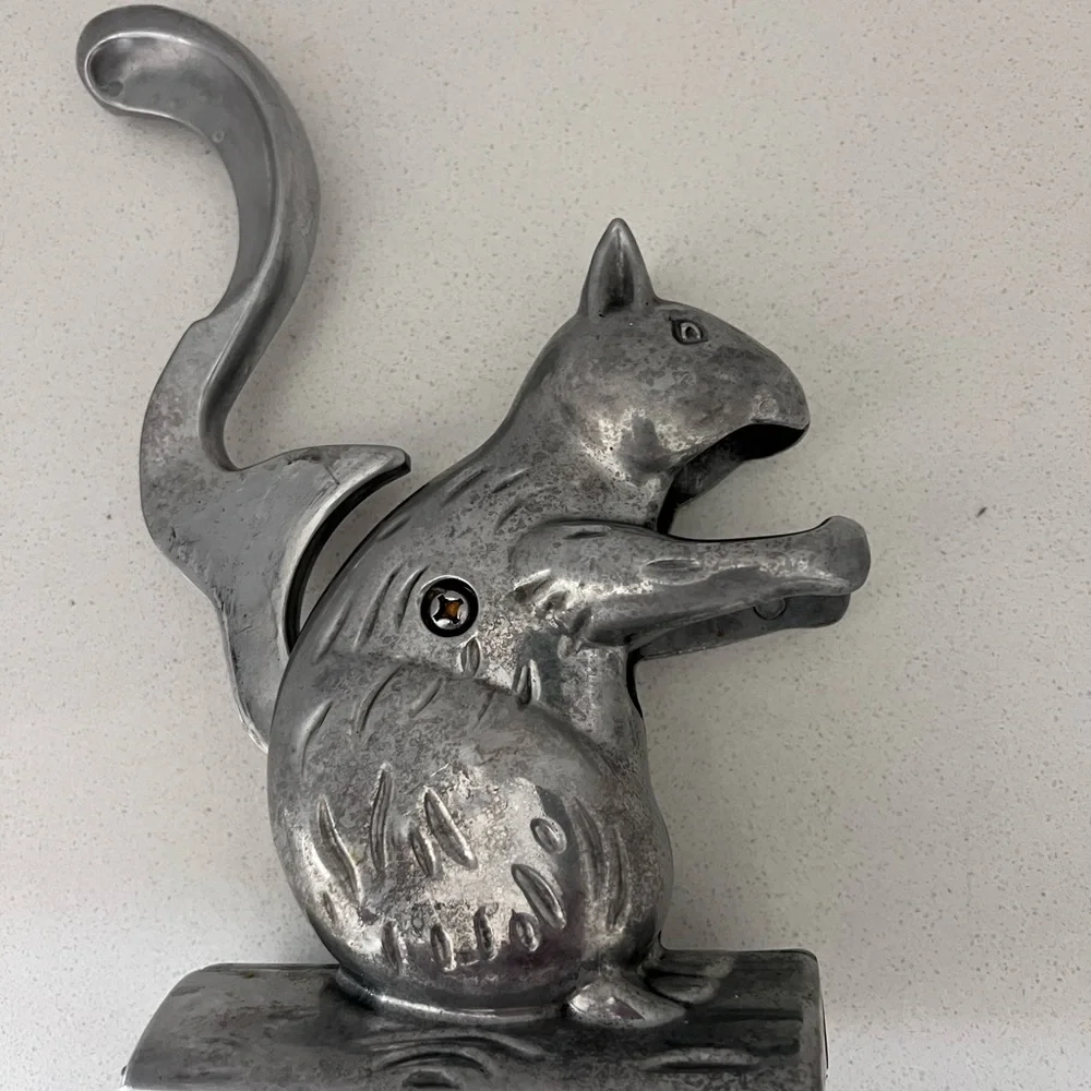 Vintage‎ Aluminum Cast Squirrel Nutcracker Whimsical 6.25